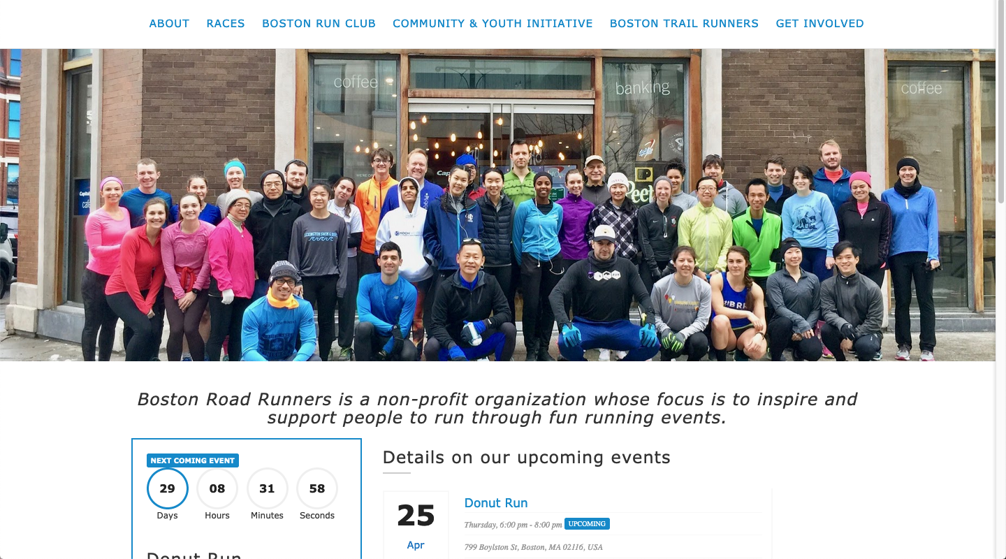 Developed the Boston Road Runners Website